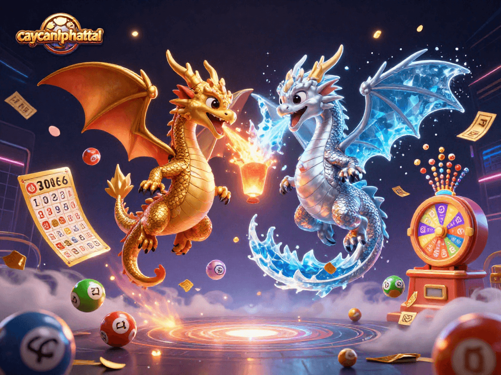 Engage in the thrilling caycanhphattai experience with twin dragons and vibrant lottery elements.