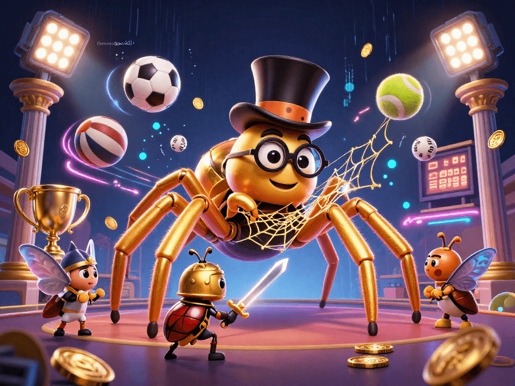 Engage in thrilling gameplay with tienlenmiennam, featuring a giant golden tarantula and dynamic casino elements.