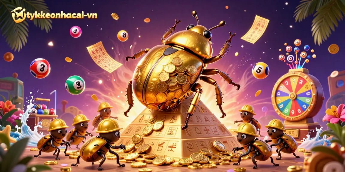 Bettors enjoy thrilling moments with tylekeonhacai-vn and dynamic lottery elements in a colorful casino scene.