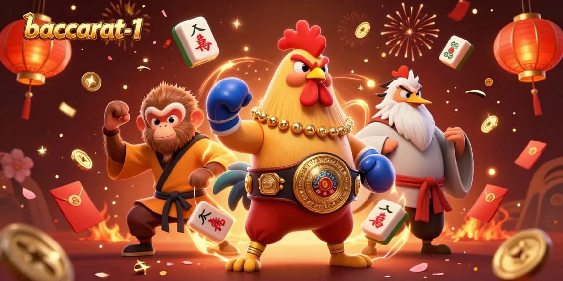 Baccarat-1's exhilarating gaming scene featuring lively characters and 3D elements, enhancing the thrilling baccarat experience.