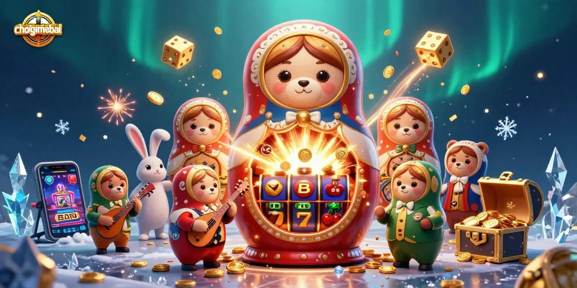 Experience thrilling gameplay at choigamebai with a bear-themed casino illustration and jackpot excitement.