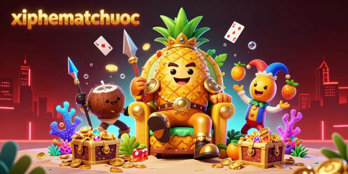 Experience the thrilling gameplay of xiphematchuoc with a golden pineapple king in a vibrant casino setting.