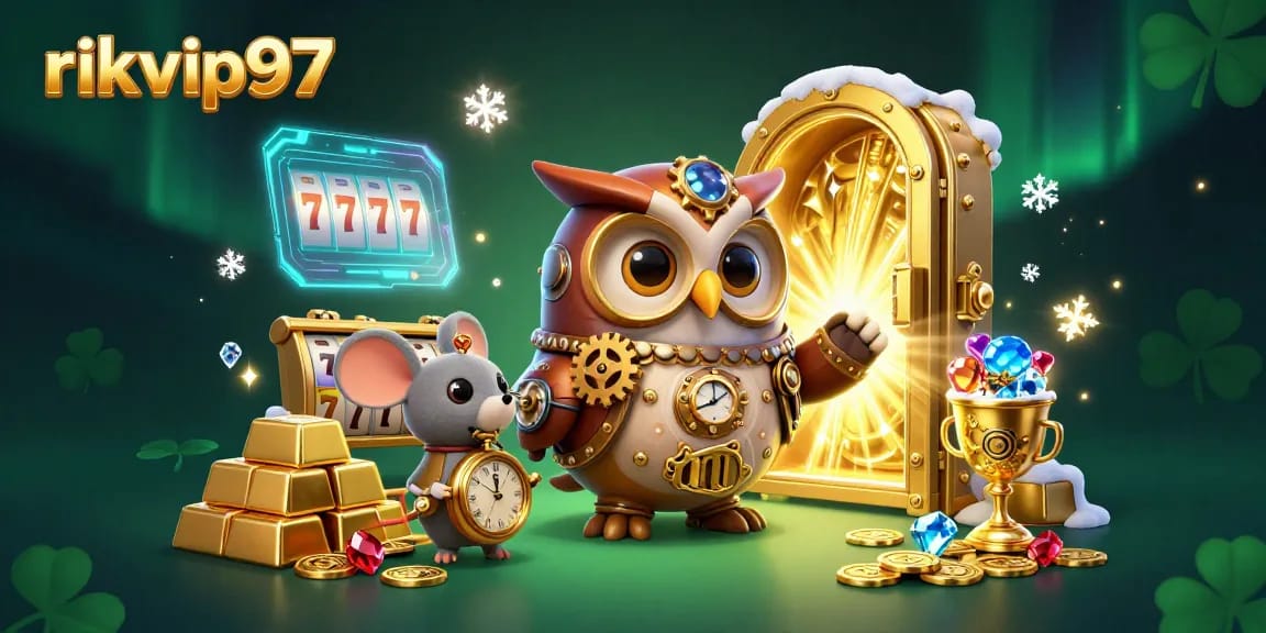 Engage with thrilling gaming experiences at rikvip97, featuring a whimsical casino illustration.