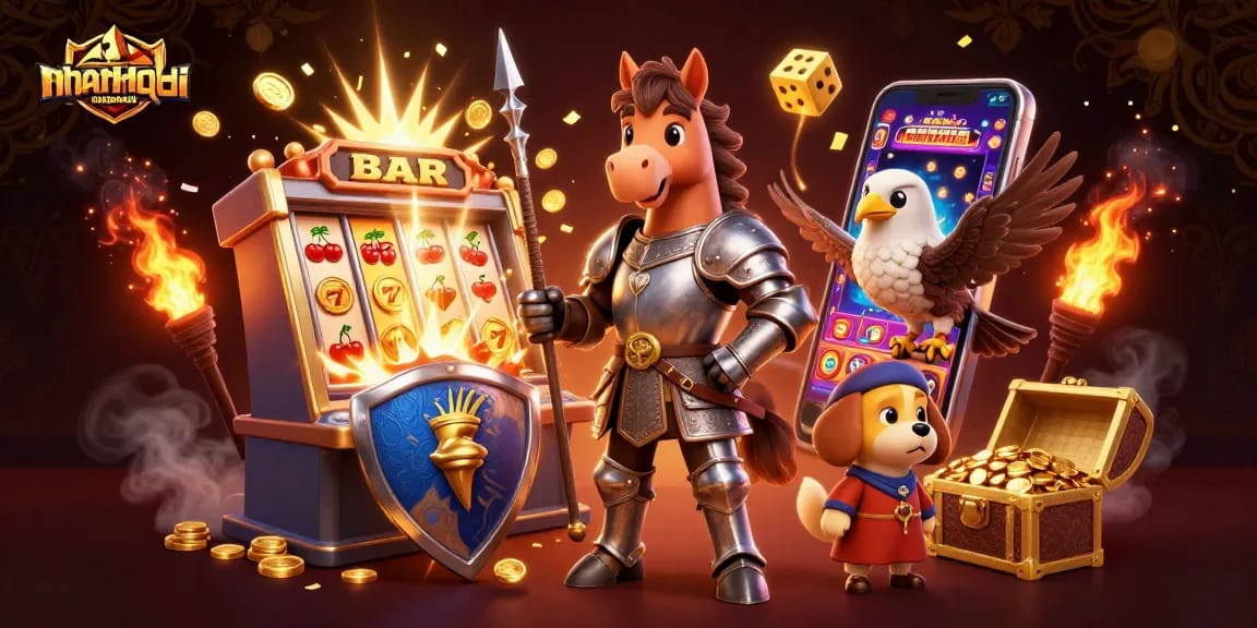 Spin to win at nhanquagamebai's exciting casino with epic slot machines, stacked coins, and vibrant gameplay.