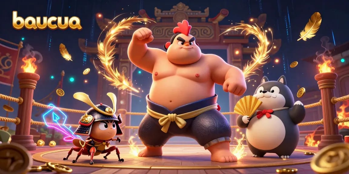 Experience thrilling baucua gameplay with powerful characters in a lively casino atmosphere.