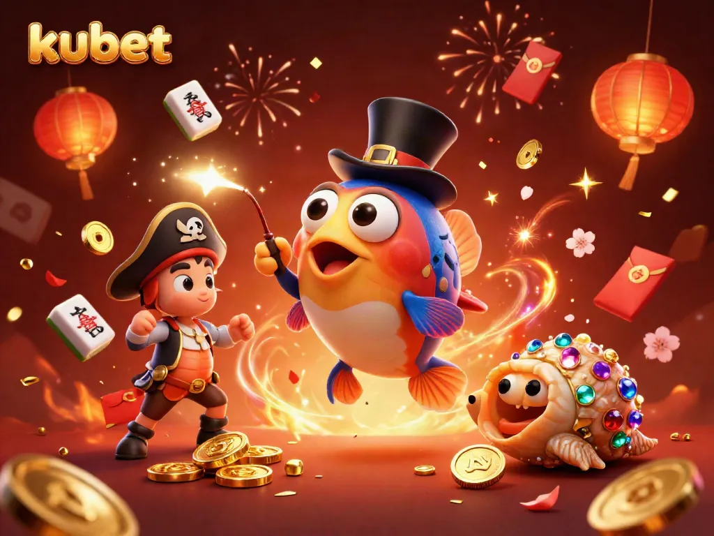 Join the excitement at kubet with a vibrant illustration featuring lively sea creatures and glowing casino elements.
