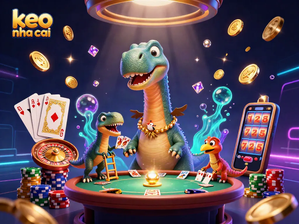 Engage with the vibrant keo nha cai casino scene featuring animated characters and thrilling gambling elements.