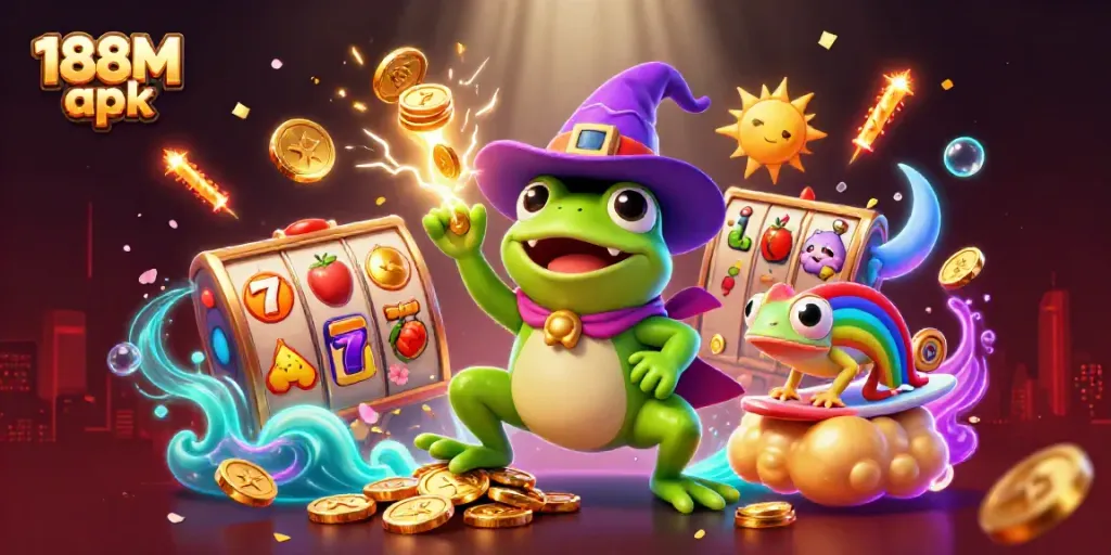 Experience the thrill with the 188M apk, featuring dynamic scenes of gold coins and vibrant game elements.