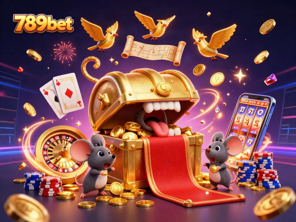 Experience thrilling gaming at 789bet with animated treasures and casino excitement!