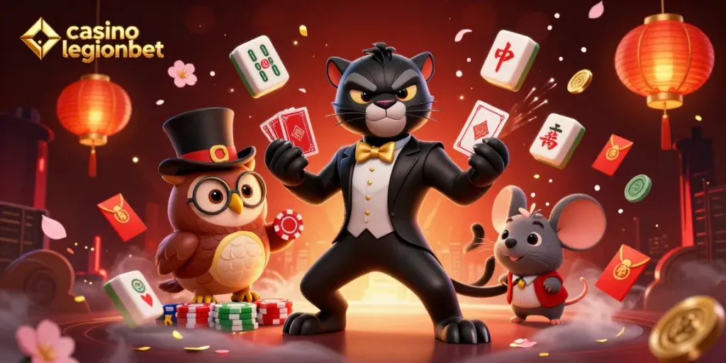 Experience the thrills of casino legionbet with stylish characters and dynamic gaming elements in a vibrant scene.