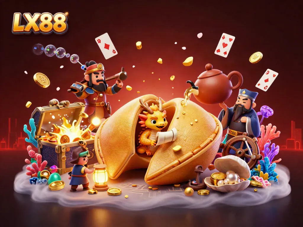Engage in thrilling casino action with LX88, featuring a dynamic 3D scene full of vibrant elements.