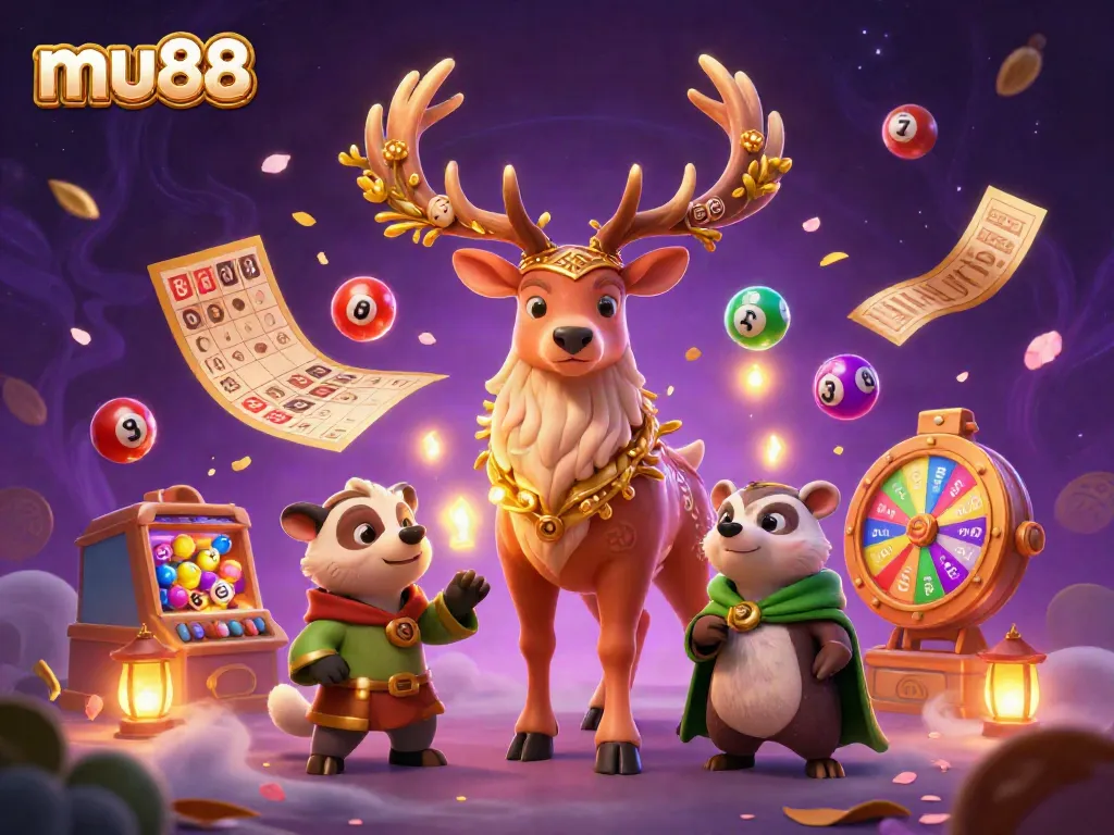 Win big at mu88 with a vibrant scene of mythical characters amidst exciting casino elements!