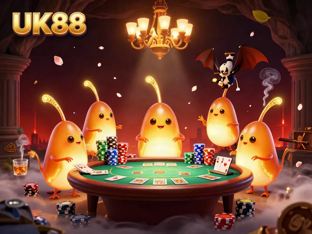 Experience the excitement at UK88's vibrant cave casino with glowworms illuminating the game.