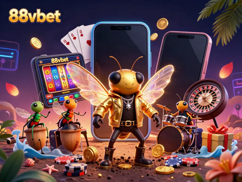 Engage with the 88vbet universe featuring a vibrant cicada rock star and dynamic casino elements.