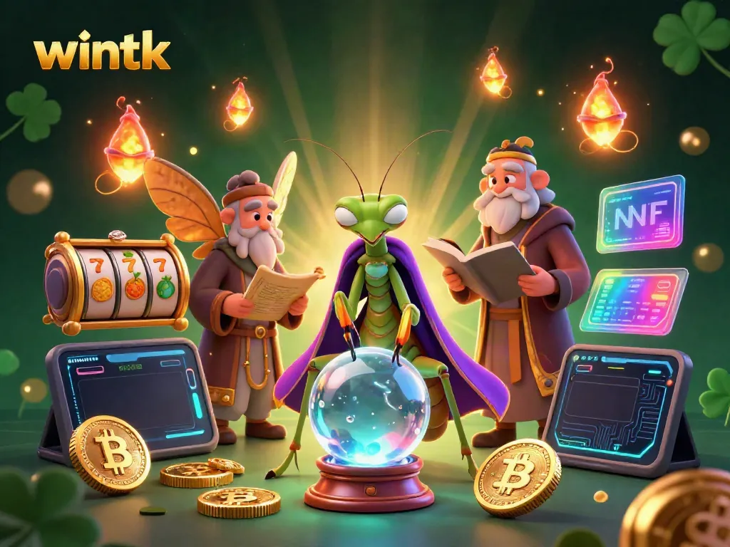 Engage in thrilling gaming experiences with Wintk’s vibrant casino illustration featuring slot reels and crypto elements.