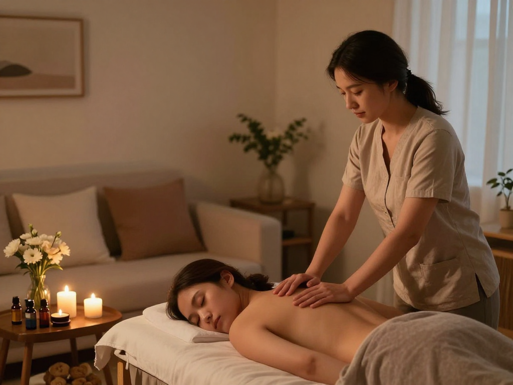 Relaxing 영등포출장 massage experience in a cozy home setting with a professional therapist.