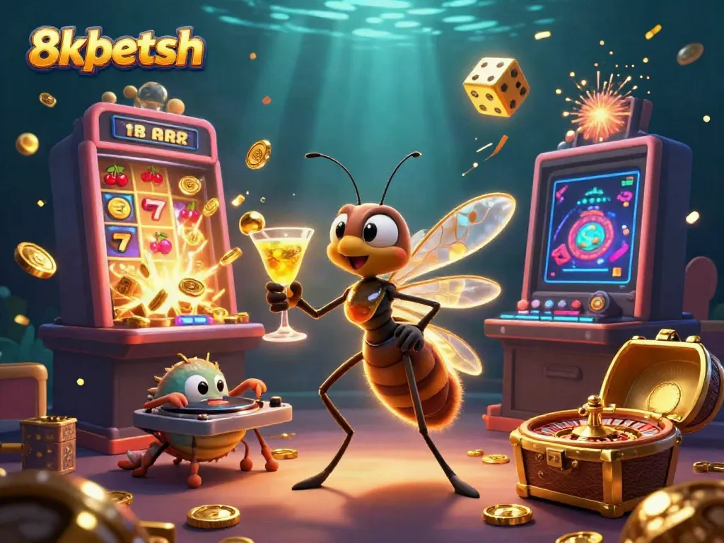 Experience the dynamic world of 8xbetsh with a stunning casino scene featuring vibrant characters and elements.
