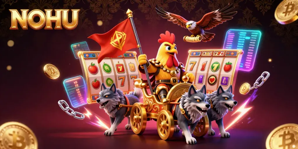 Experience the thrilling NOHU jackpot with vibrant slot reels and golden symbols igniting the excitement.