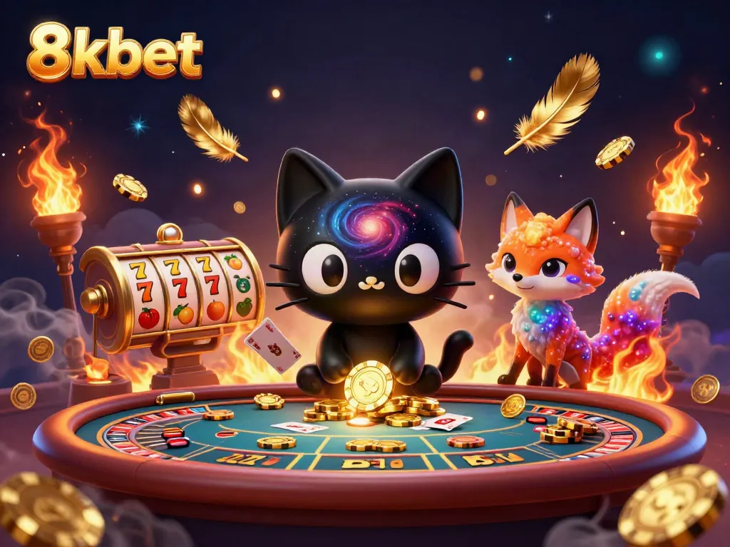 Engage with the excitement of 8xbet's cosmic casino featuring vibrant characters and dynamic gaming elements.