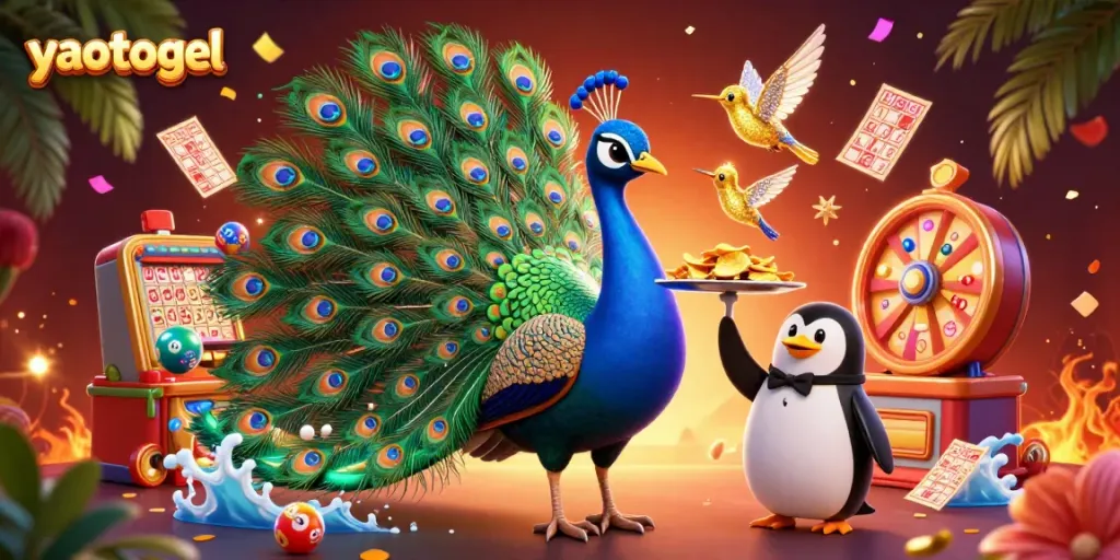 Engage in exciting lottery action at yaotogel with a vibrant scene full of colorful balls and fun elements.