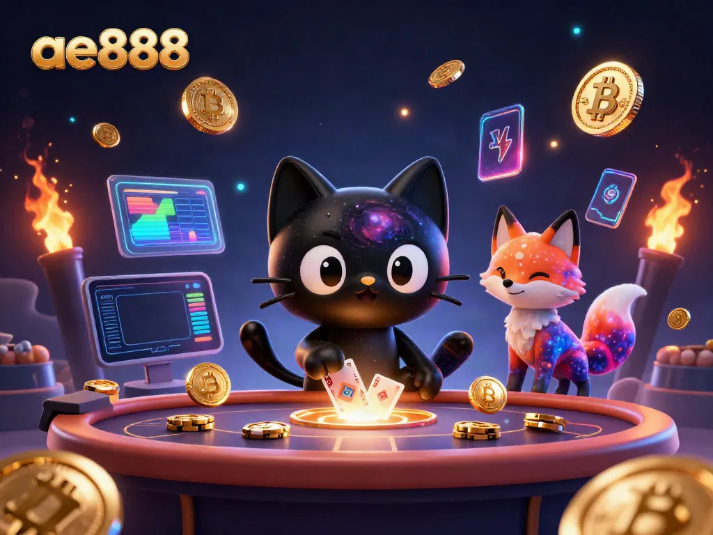 Engage in thrilling cosmic gameplay with ae888 featuring a black hole cat and colorful nebula fox.