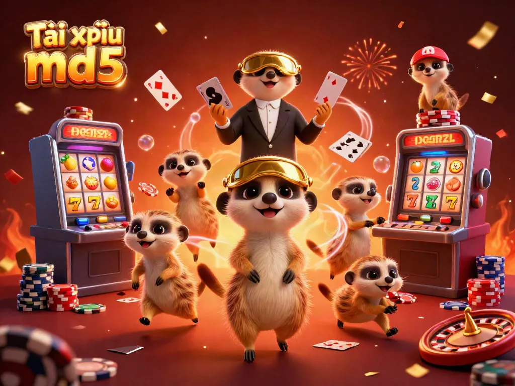 Engage with Tài xỉu md5 as meerkat dealers create chaos in a vibrant casino atmosphere.