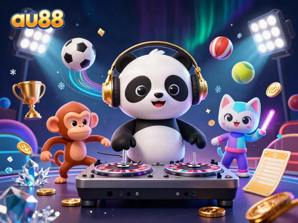 Experience the vibrant energy of au88 through a lively scene with dynamic casino characters.