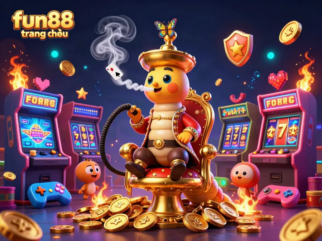 Place bets at fun88 trang chủ with vibrant casino symbols and characters making high-stakes moves.