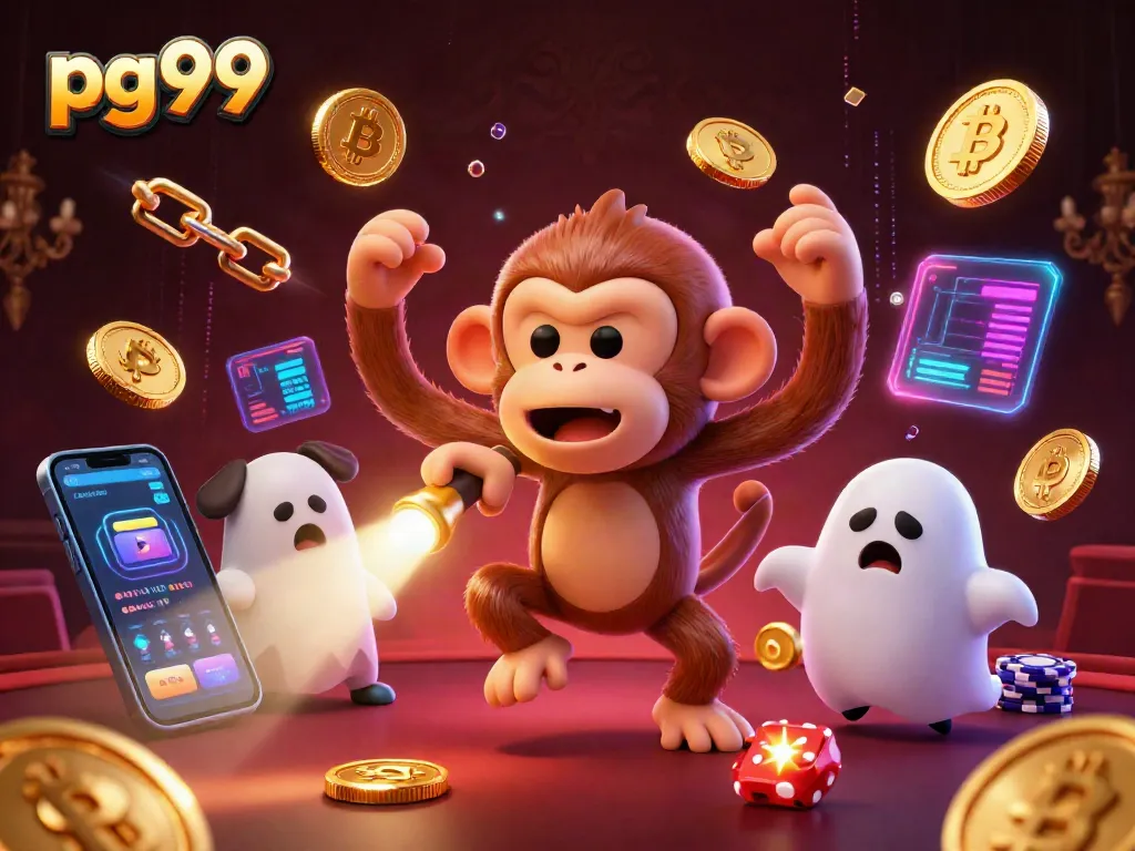 Experience pg99 thrills in a haunted casino with whimsical characters and vibrant 3D effects.