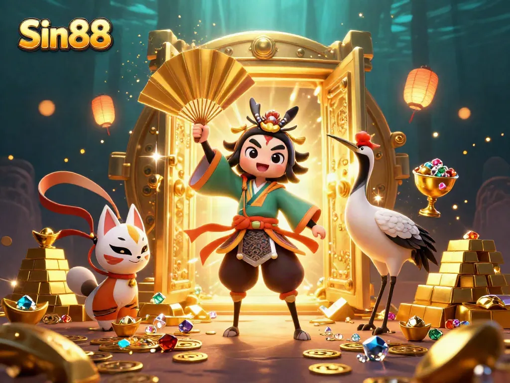 Experience exhilarating gameplay with Sin88 featuring vibrant 3D characters and dazzling casino treasures.