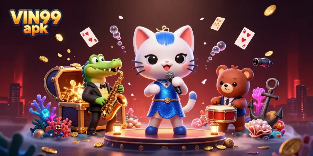 Engage with the lively scene of the casino world and experience VIN99 apk excitement with vibrant characters and elements.