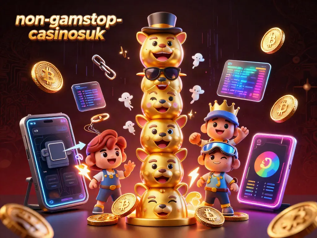 Engage with the vibrant non-gamstop-casinosuk showcasing a golden totem pole and crypto elements.