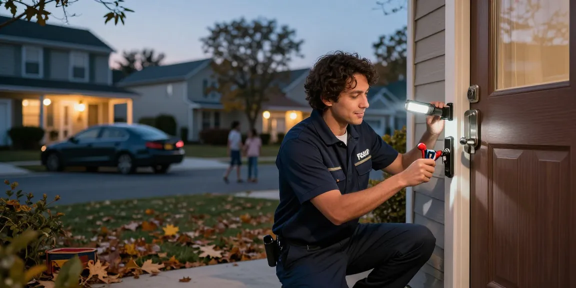 Locksmith near Fort Lauderdale providing emergency service to a homeowner locked out during dusk.