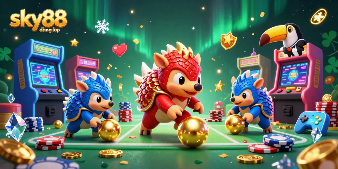 Engage with sky88 đăng nhập as rival pangolins compete in a vibrant casino scene.
