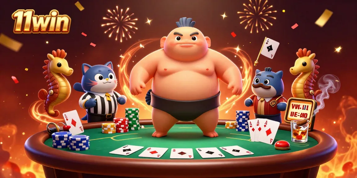 Engage in thrilling poker action with 11win's vibrant 3D digital casino scene