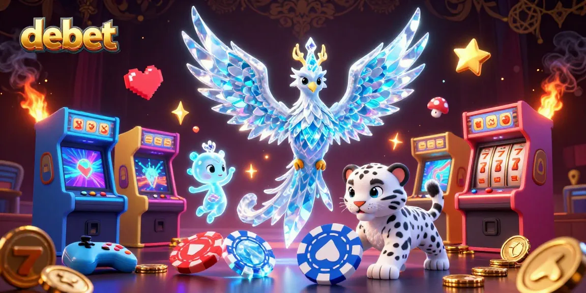 Experience debet's thrilling casino adventure with an ice phoenix, snow leopard, and vibrant game elements.