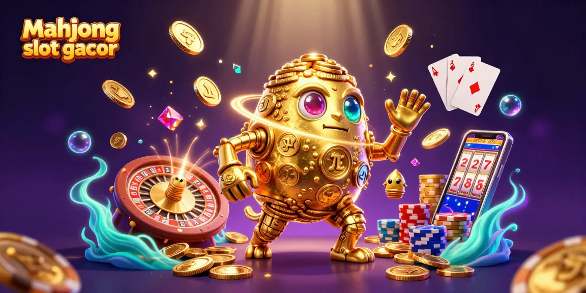 Experience excitement with mahjong slot gacor, featuring a vibrant scene of golden golems and captivating casino elements.