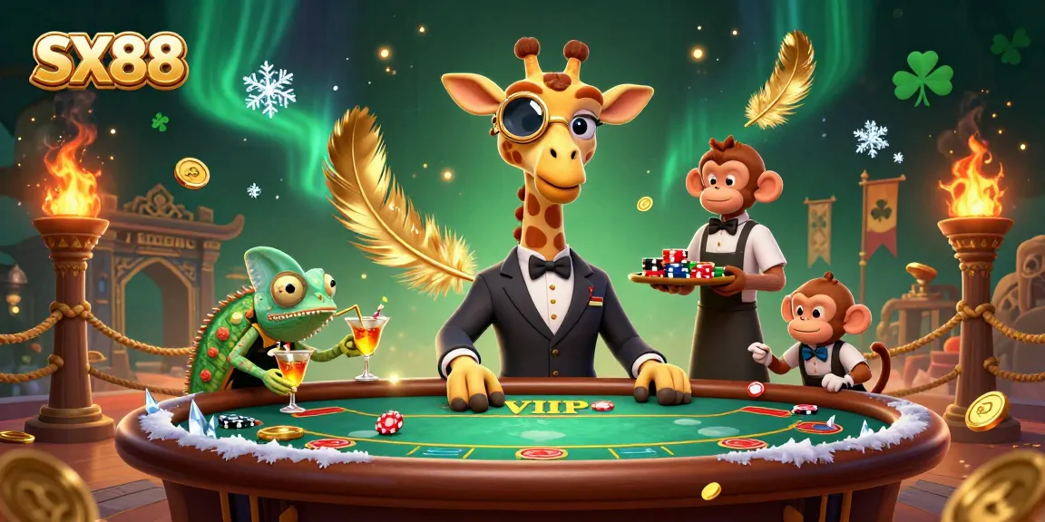 SX88 engages players with an interactive casino scene featuring vibrant characters and gaming elements.