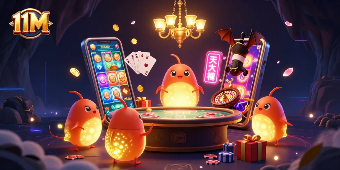 Experience the thrill of 11M in this vibrant casino scene with glowworms lighting up the action.