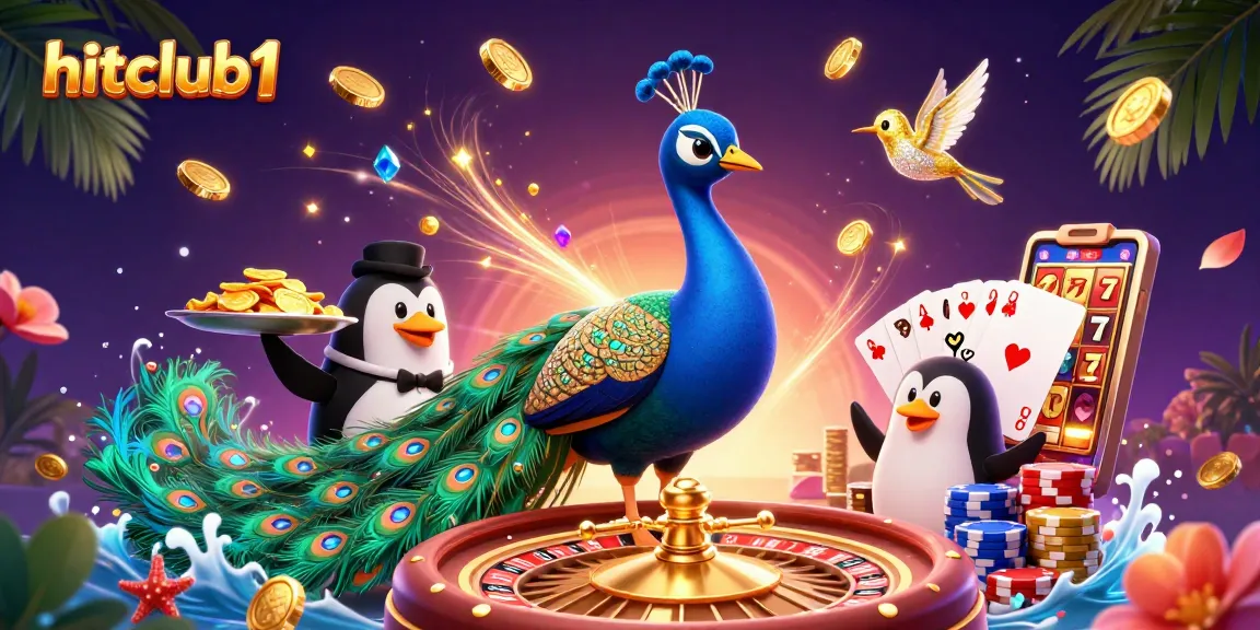 Experience the excitement of hitclub1 with a dazzling 3D casino scene featuring vibrant games and characters.