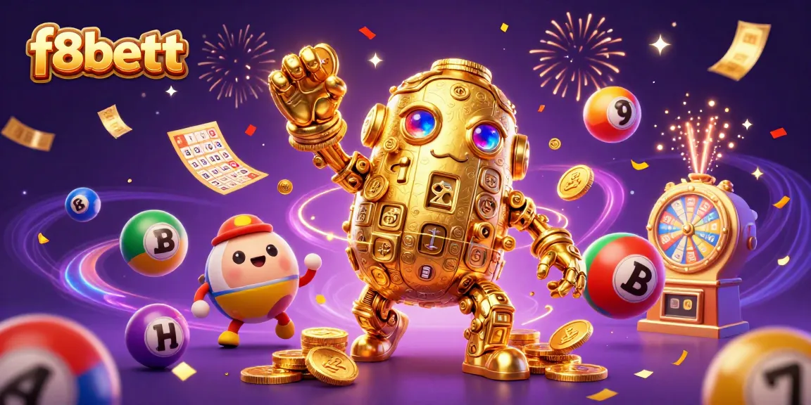 Experience the excitement of f8bettt casino with dazzling lottery balls and a golden golem!