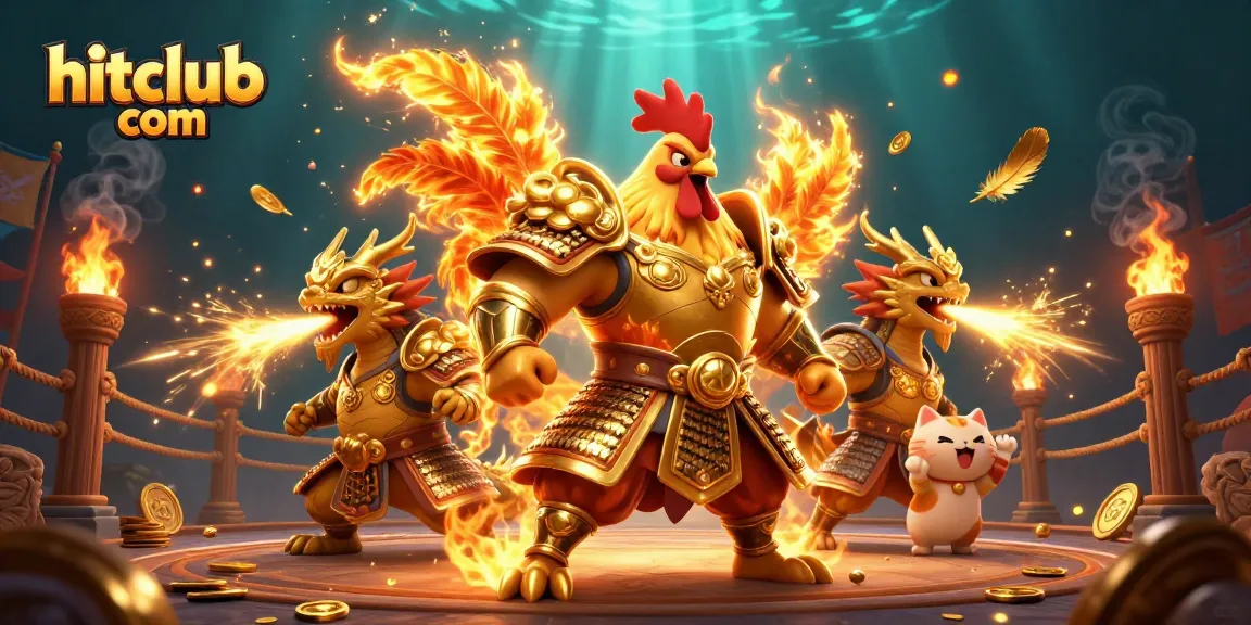 Experience thrilling action at hitclub com with a unique battle between a rooster warrior and a dragon hatchling.
