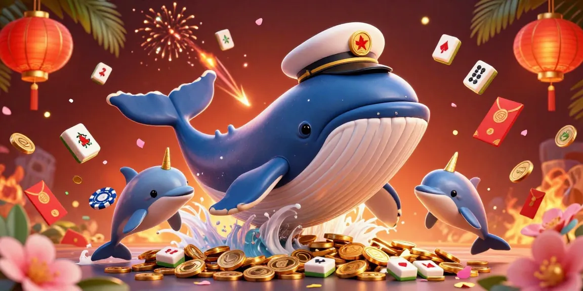 Experience the thrill of uu88 online gaming with a whale breaching coins and playful dolphins in a vibrant casino scene.