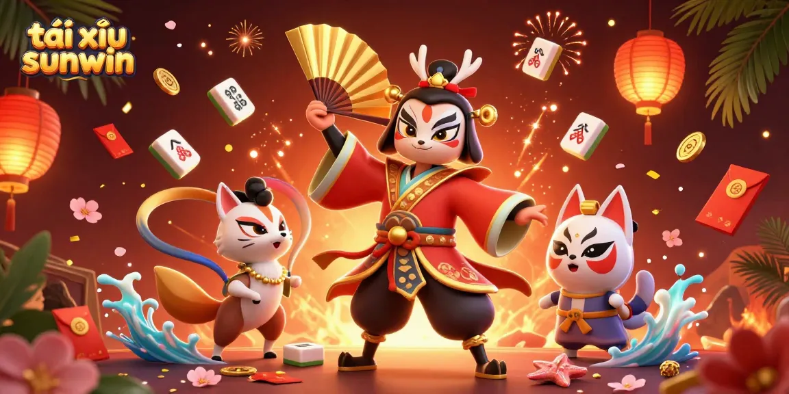 Experience the excitement of tài xỉu sunwin in this vibrant illustration featuring dynamic gaming elements and colorful characters.