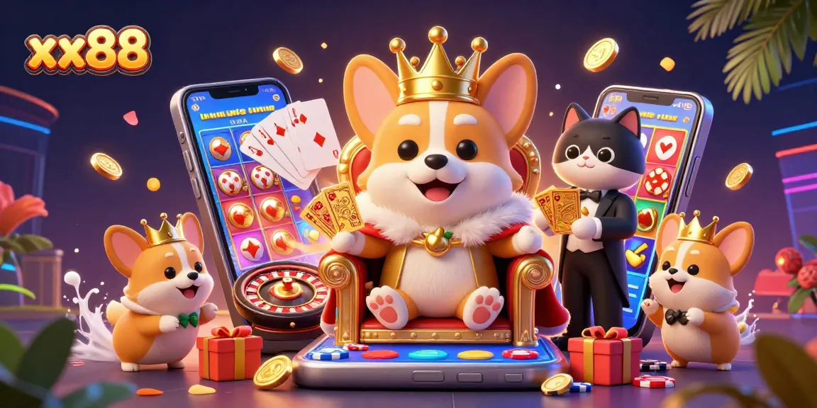 Immerse yourself in xx88's gaming excellence with vibrant 3D casino elements and characters.