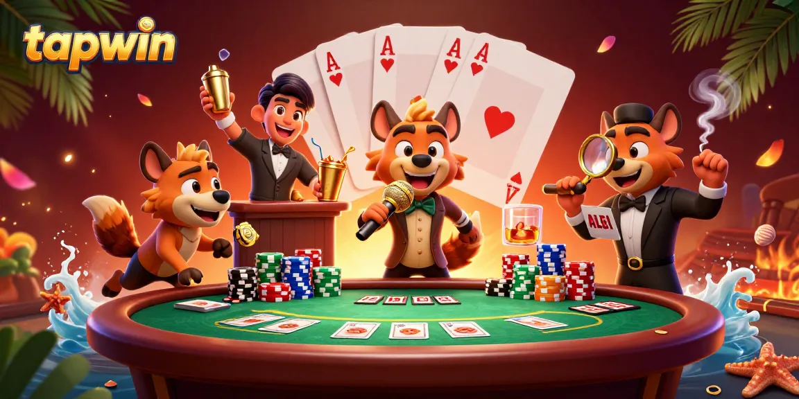Experience the excitement of tapwin through a vibrant casino illustration with hyenas.