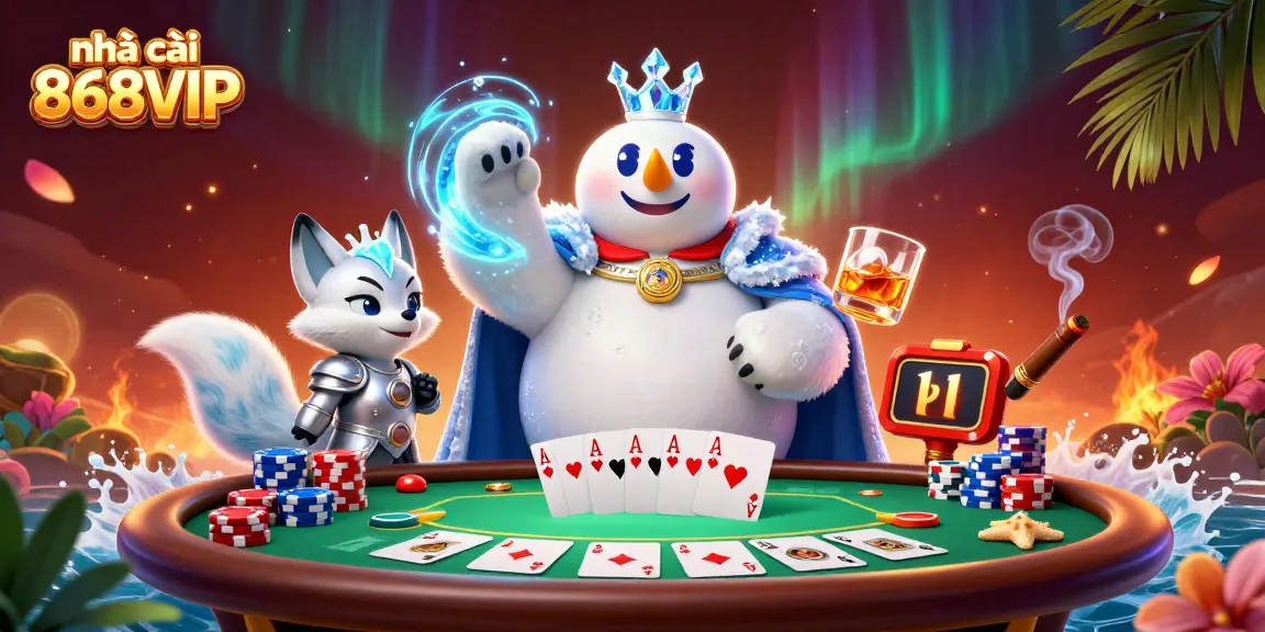 Experience thrilling action with nhà cái 868VIP in a vibrant 3D casino illustration.