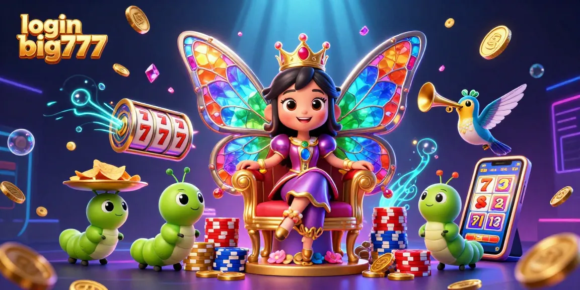 Engage with the fun-filled gaming experience at login big777, featuring colorful slot reels and vibrant casino elements.