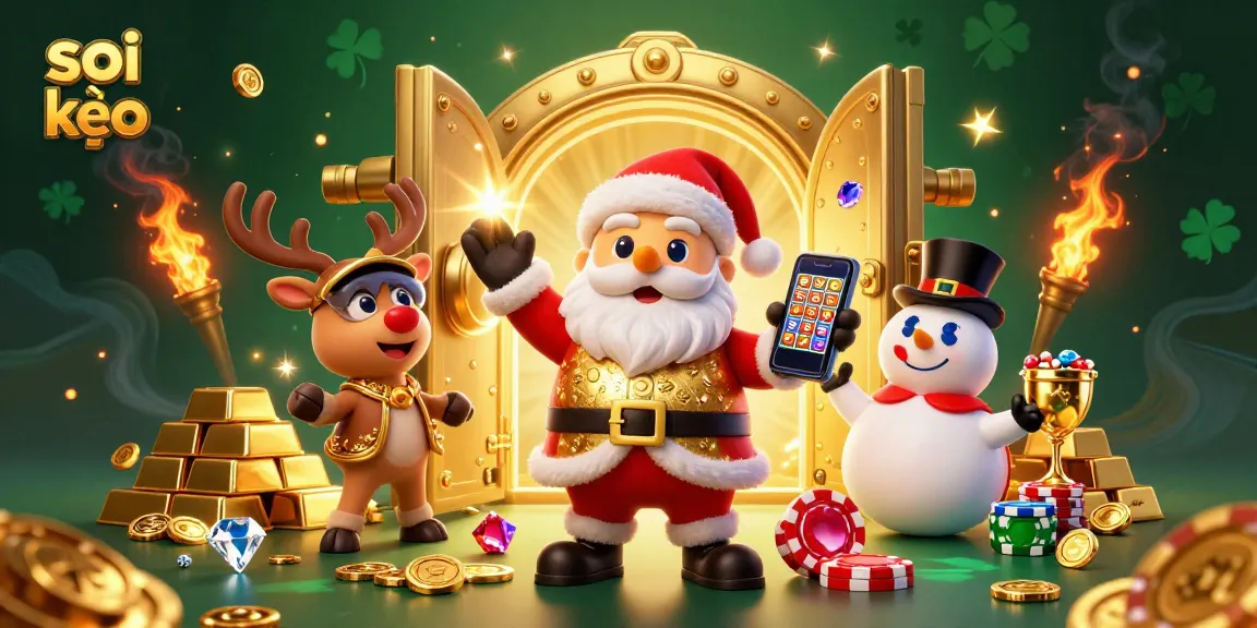 Experience soi kèo betting strategies with Santa and friends amidst dazzling casino treasures.