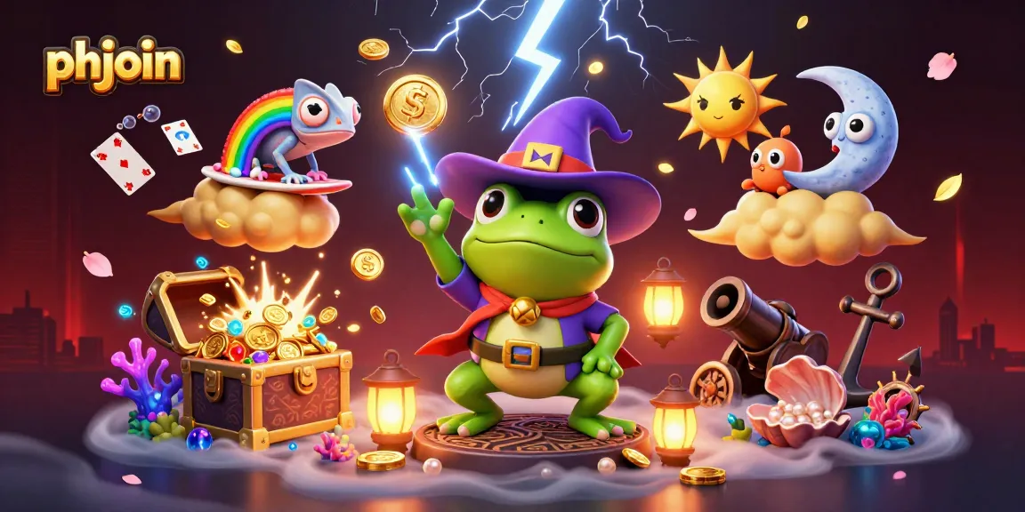 Experience the thrill of phjoin as the wizard frog unleashes golden coins in this vibrant casino-themed scene.